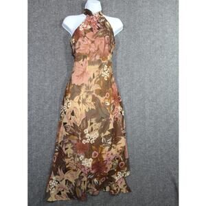 Vintage Glamor Angel Dress Small 90s 2000s Halter Midi Brown Fairy Forest